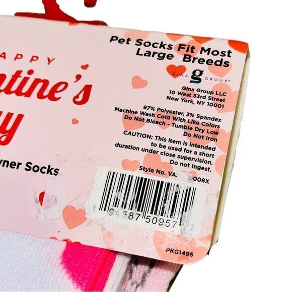 Valentine’s Day Pink & Red Heart Matching Dog & Owner Sock Set for Large Breeds - Picture 7 of 9